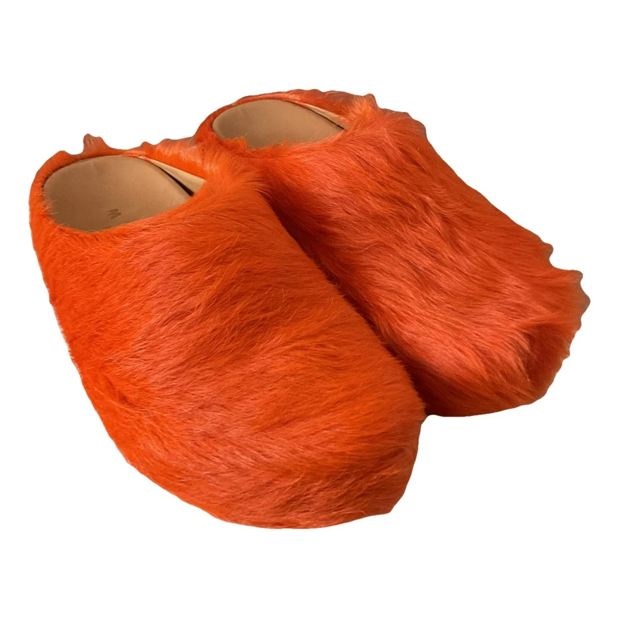 Pre-owned Marni Pony-style Calfskin Sandals In Orange
