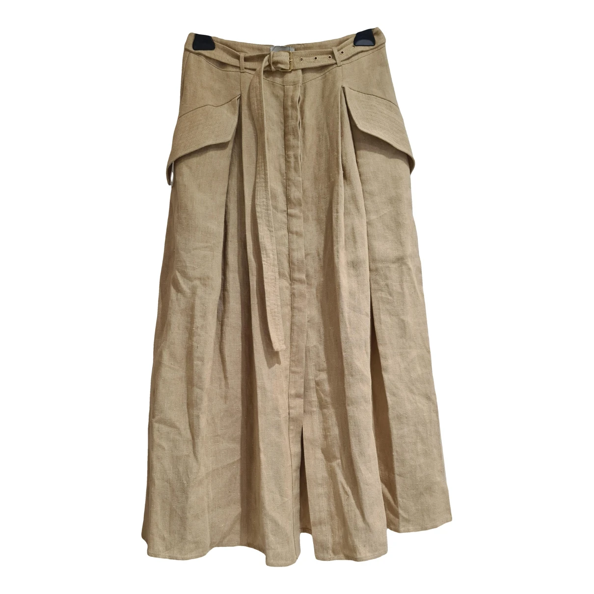 Pre-owned Le Kasha Linen Mid-length Skirt In Beige