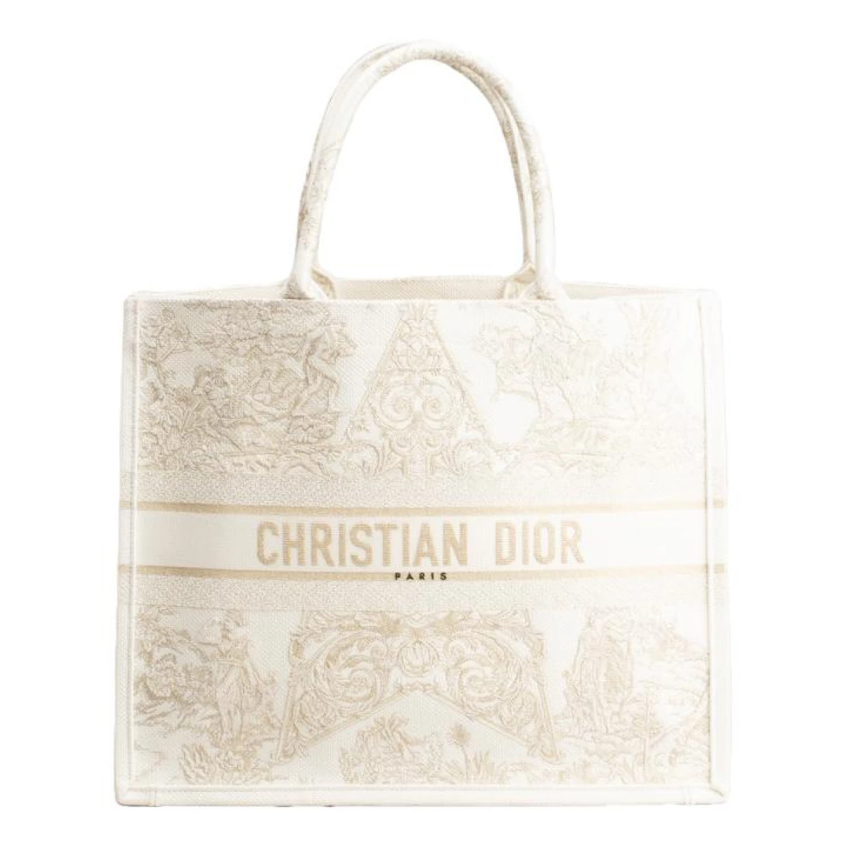 Pre-owned Dior Book Tote Cloth Bag In White