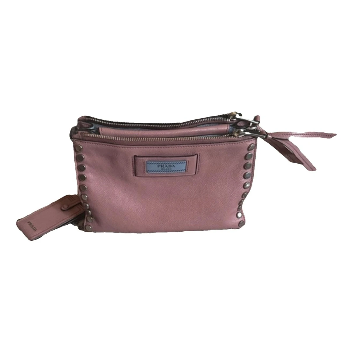 Pre-owned Prada Etiquette Leather Clutch Bag In Pink