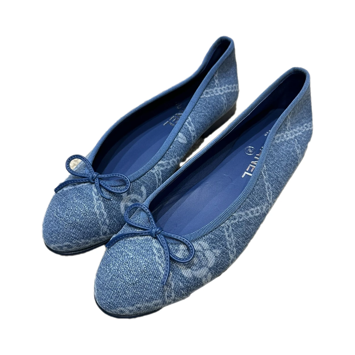 Pre-owned Chanel Cambon Cloth Ballet Flats In Blue