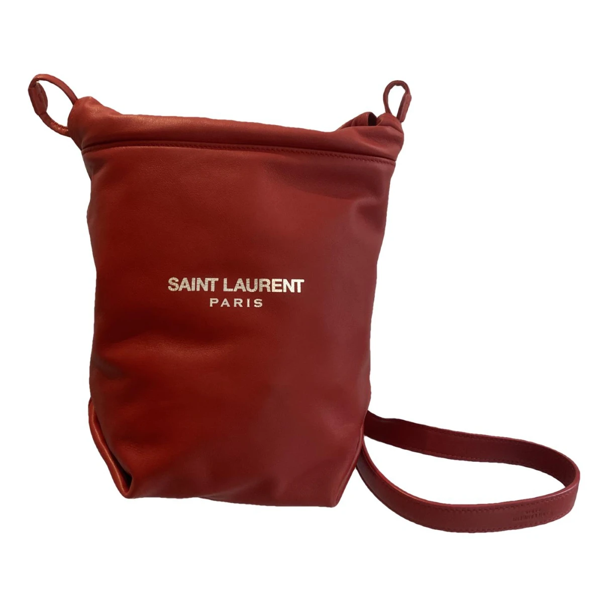 Pre-owned Saint Laurent Teddy Leather Crossbody Bag In Red