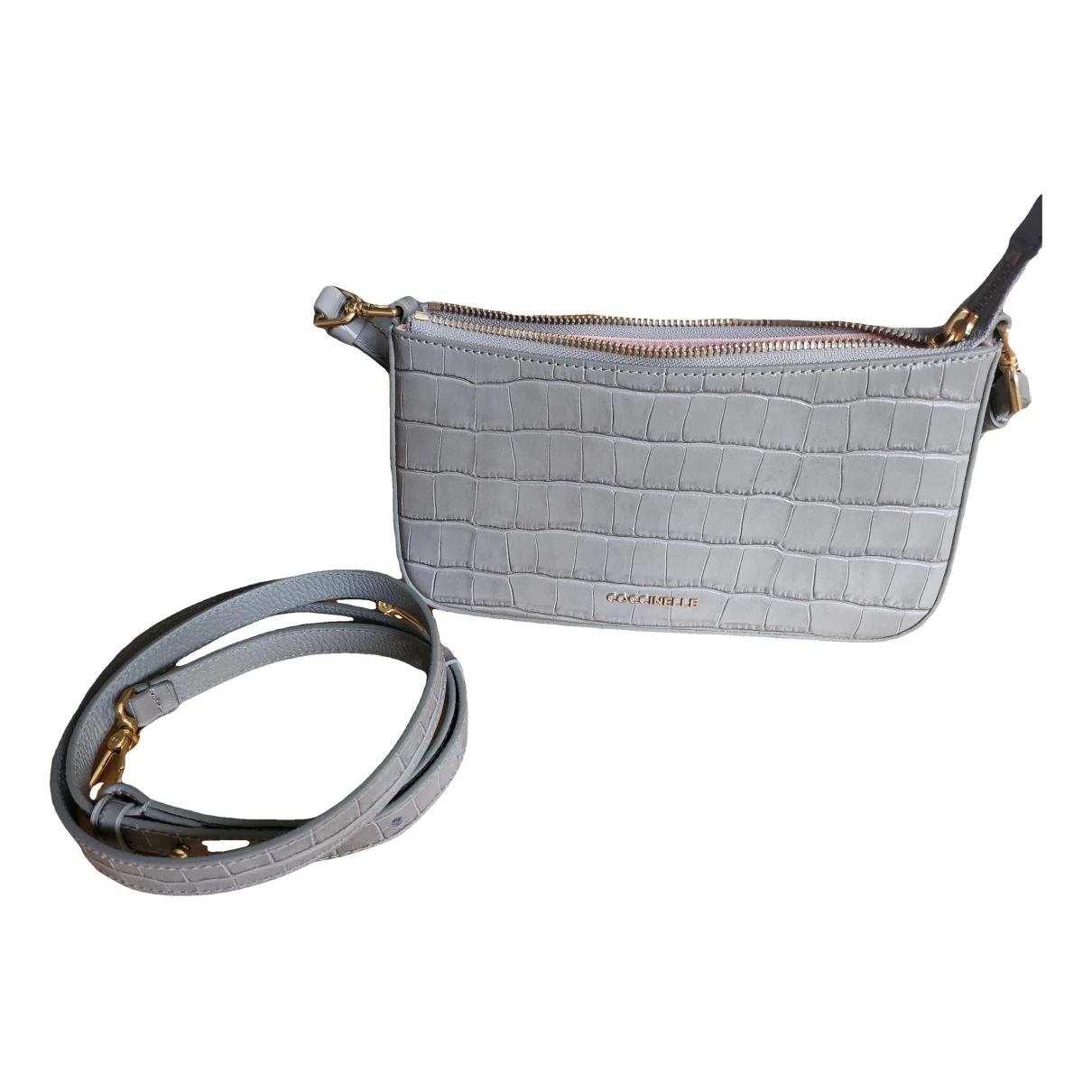 Pre-owned Coccinelle Leather Clutch Bag In Grey