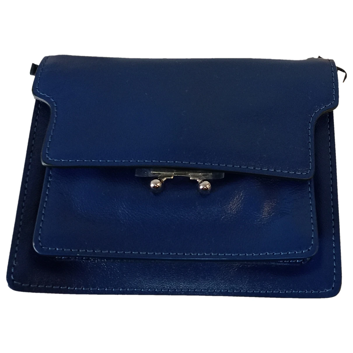 Pre-owned Marni Trunk Leather Crossbody Bag In Blue
