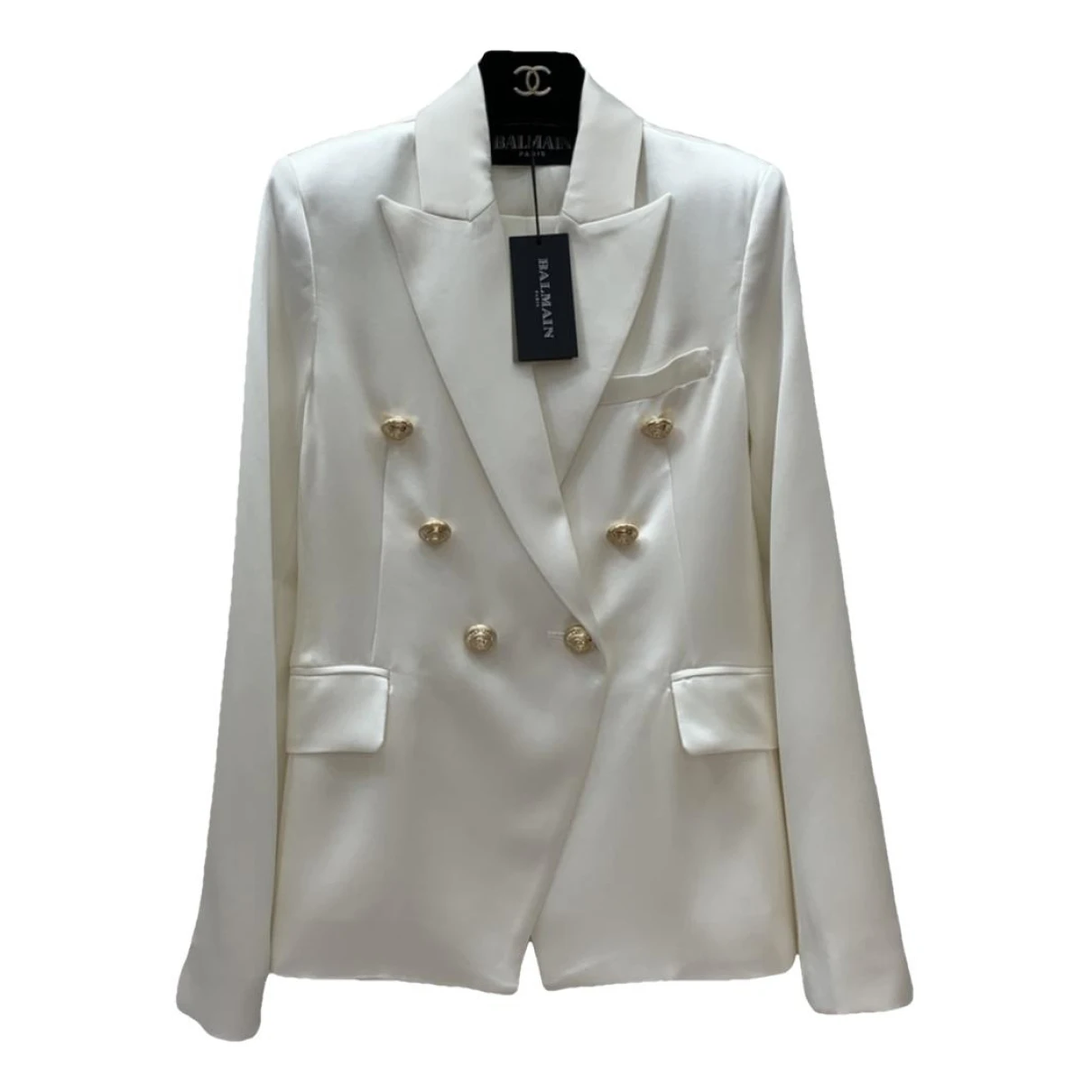Pre-owned Balmain Silk Jacket In White