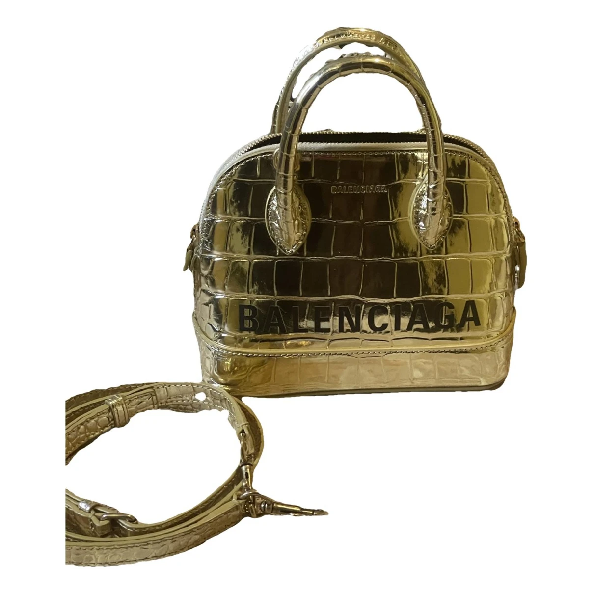 Pre-owned Balenciaga Ville Top Handle Leather Crossbody Bag In Gold