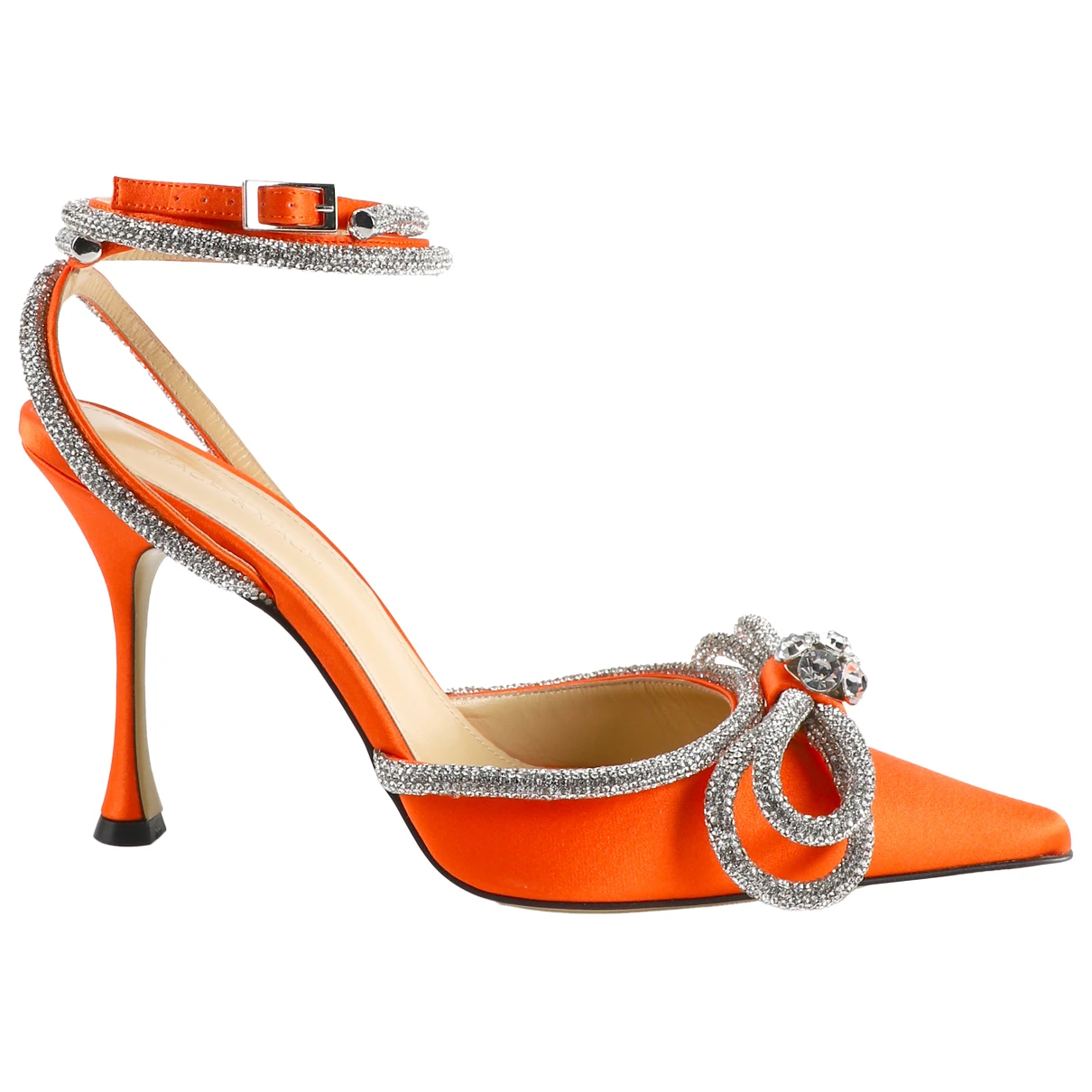 Pre-owned Mach & Mach Double Bow Leather Mules In Orange