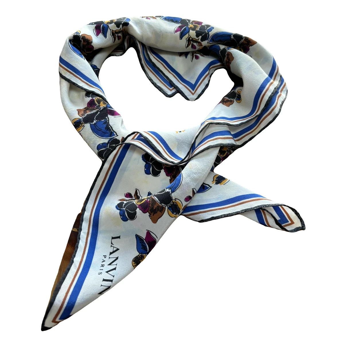 Pre-owned Lanvin Silk Handkerchief In White