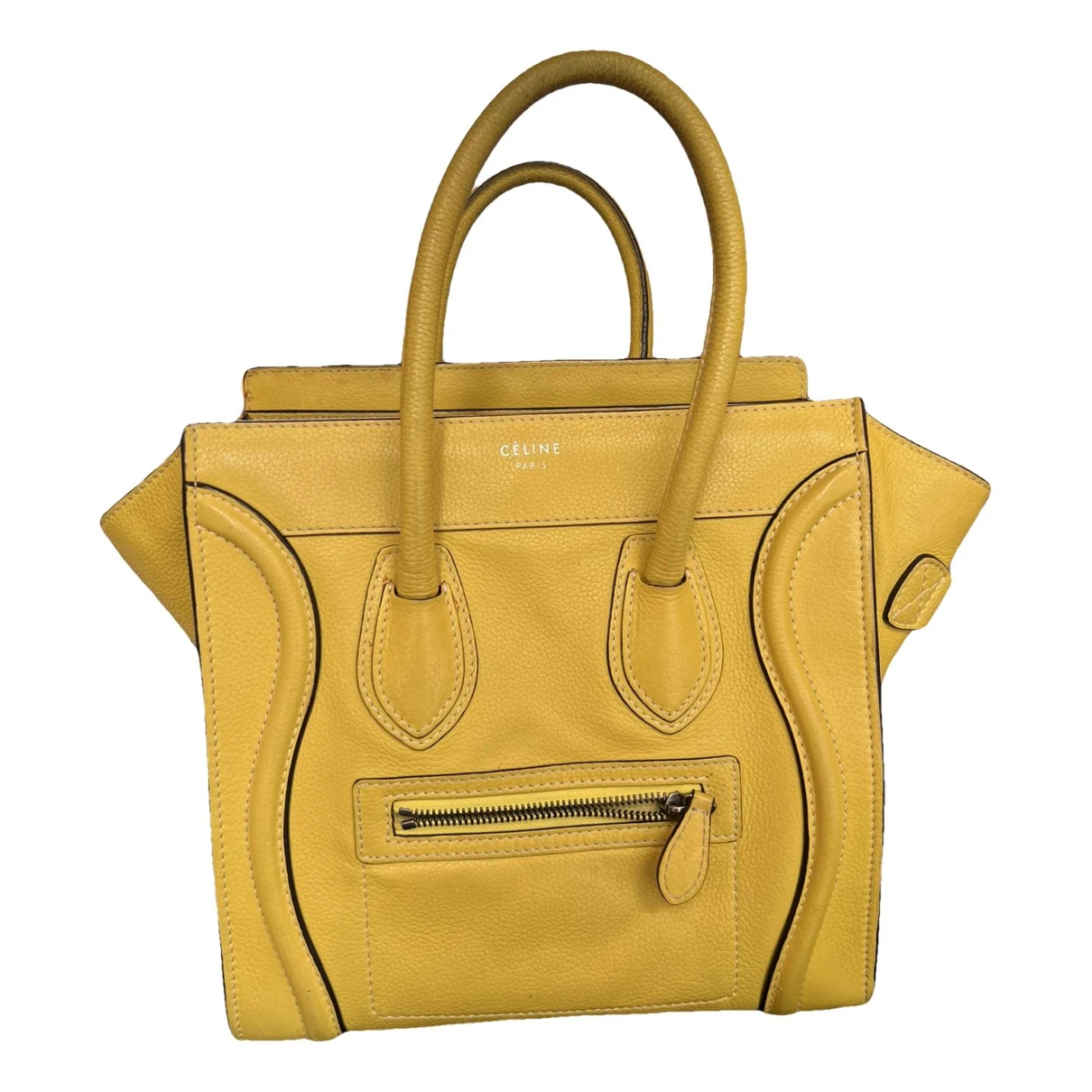 Pre-owned Celine Luggage Leather Handbag In Yellow