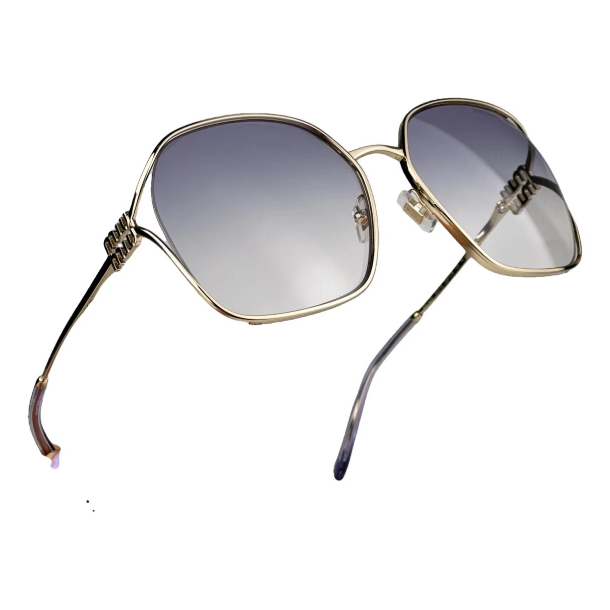 Pre-owned Miu Miu Oversized Sunglasses In Gold