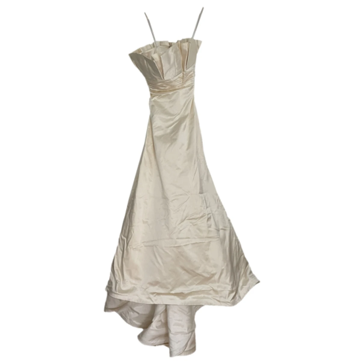 Pre-owned Monique Lhuillier Silk Dress In Ecru
