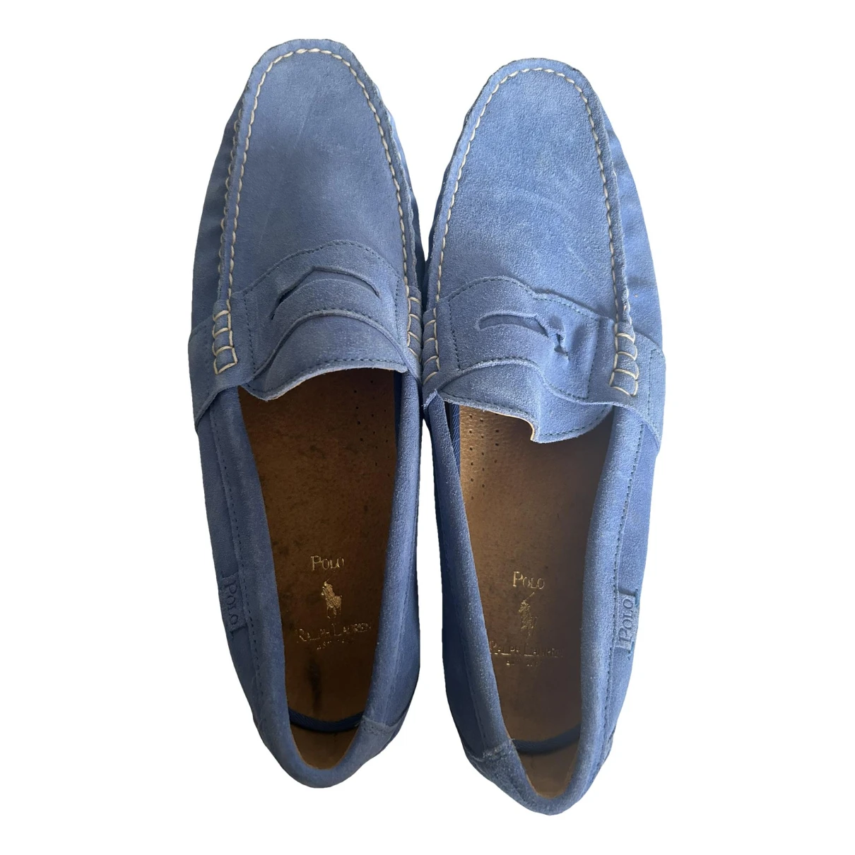 Pre-owned Polo Ralph Lauren Flats In Blue