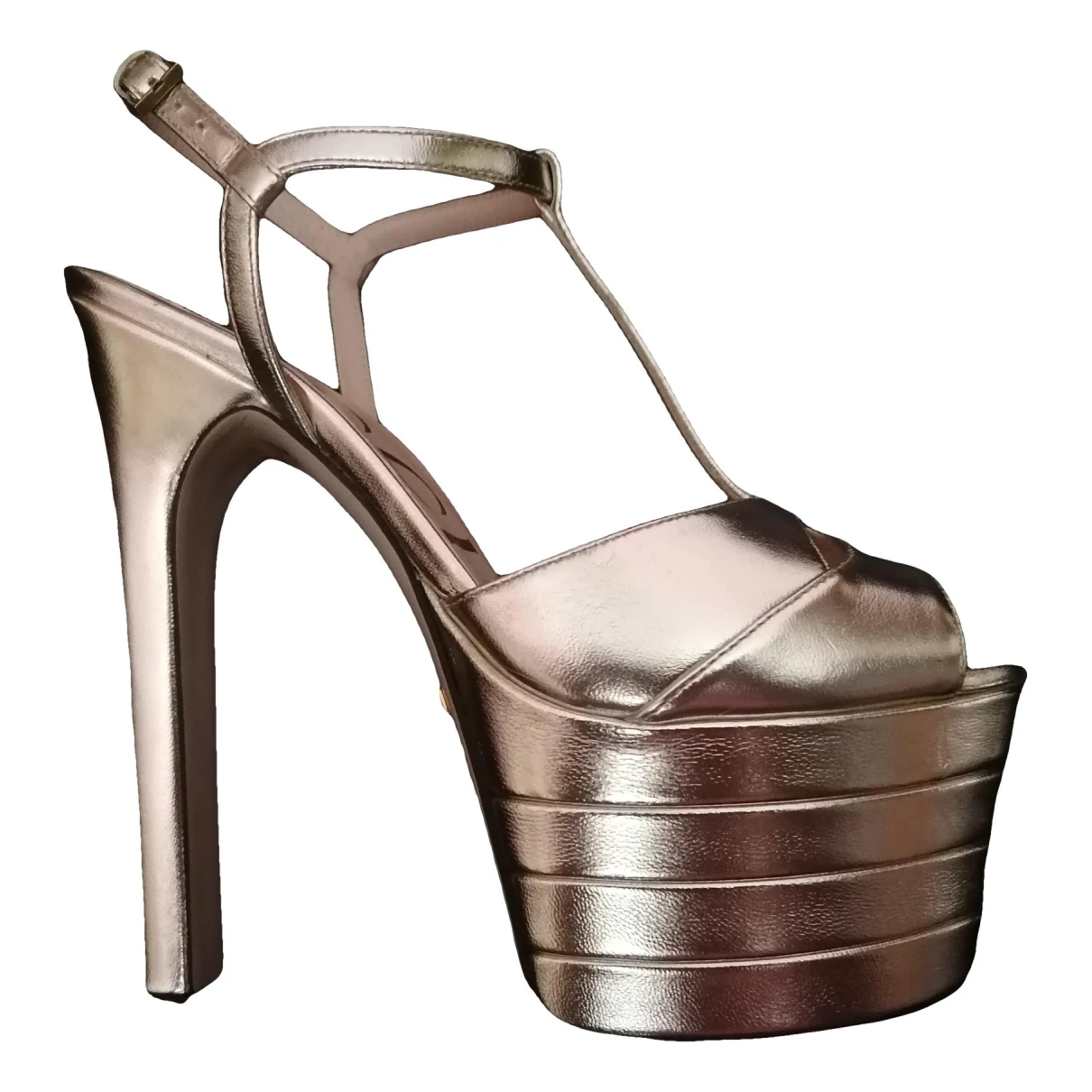Pre-owned Gucci Leather Heels In Metallic