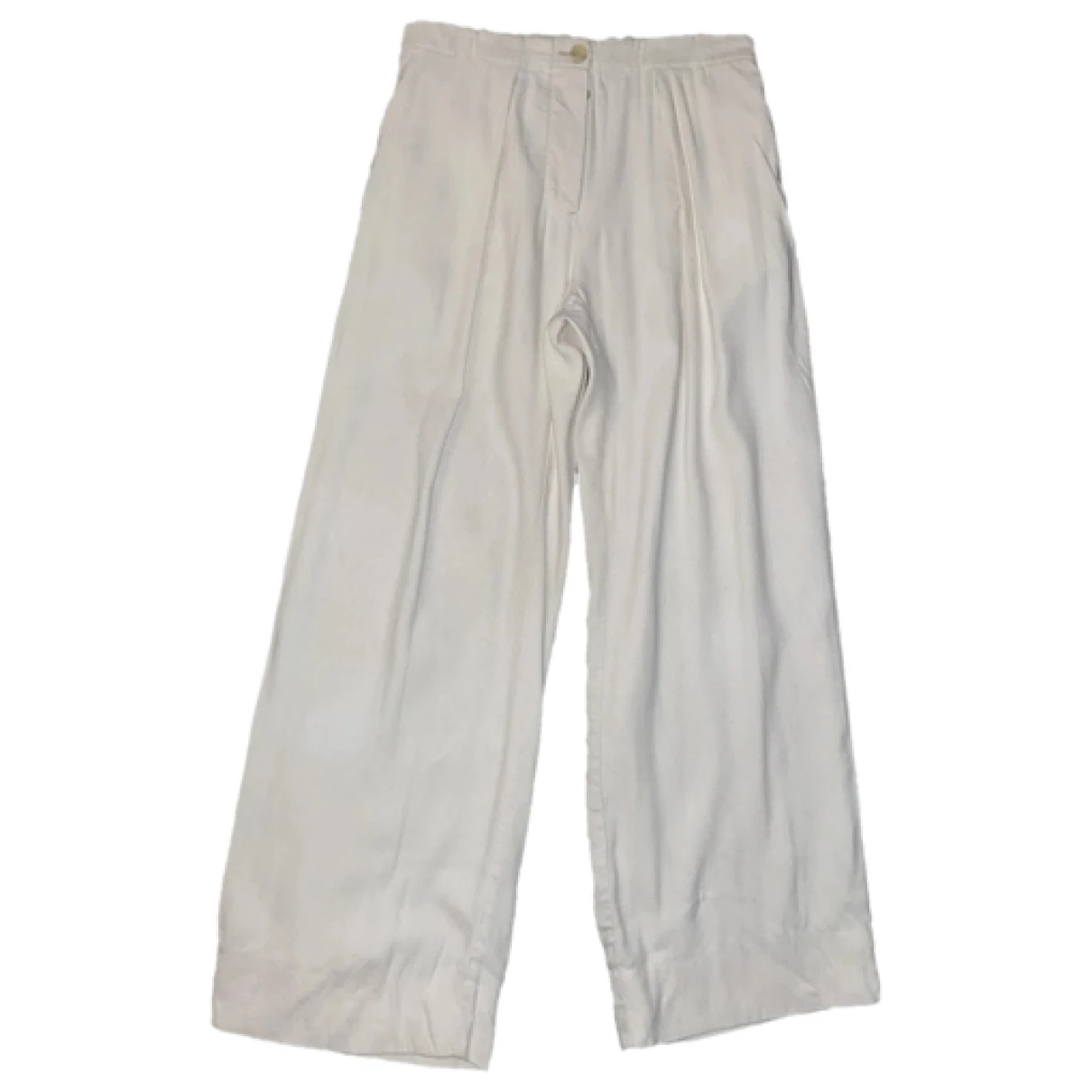 Pre-owned Acne Studios Linen Trousers In White