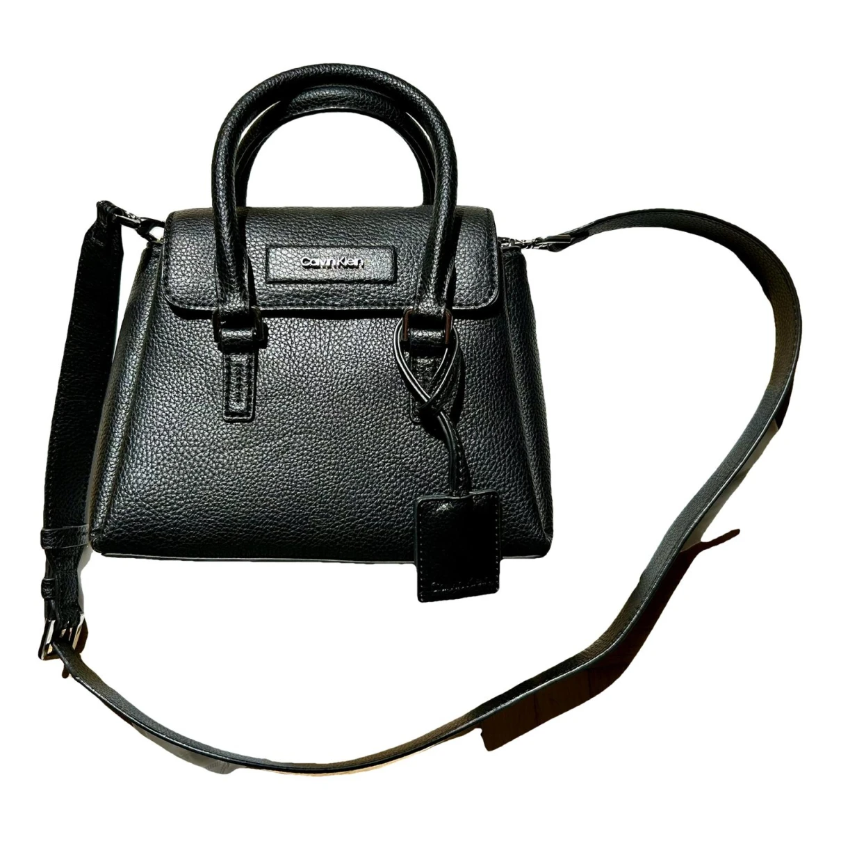 Pre-owned Calvin Klein Vegan Leather Handbag In Black