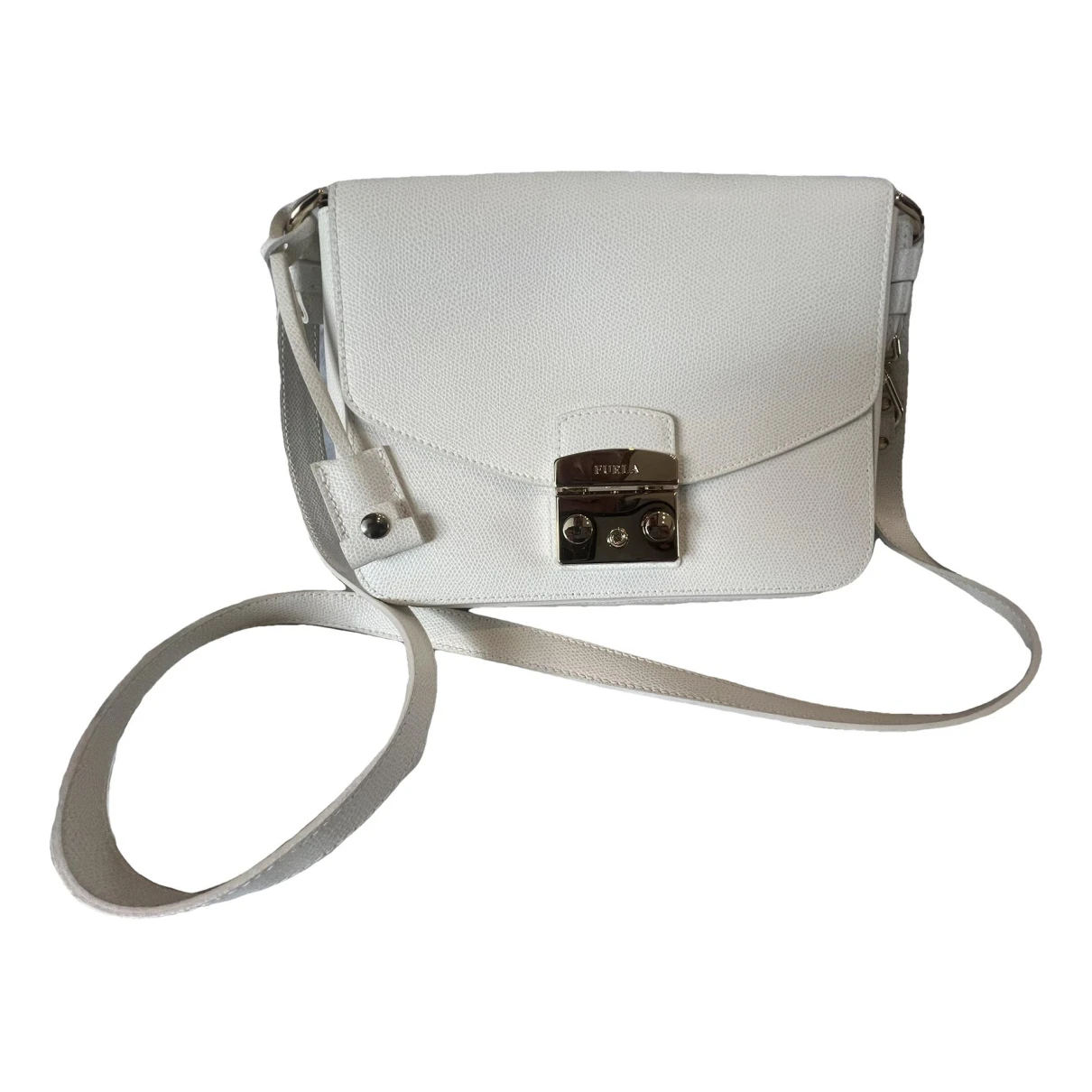 Pre-owned Furla Metropolis Leather Handbag In White