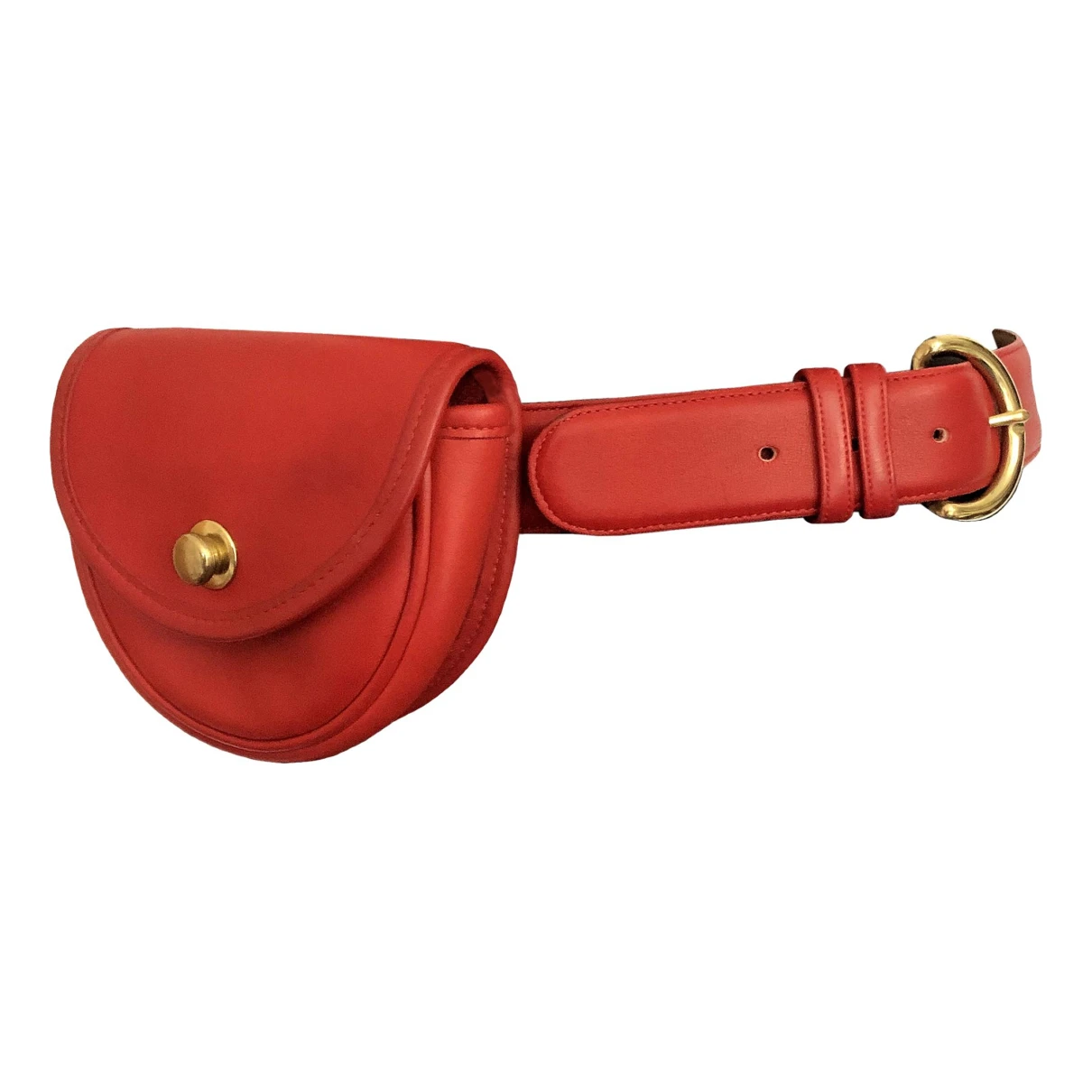 Pre-owned Coach Leather Belt In Red