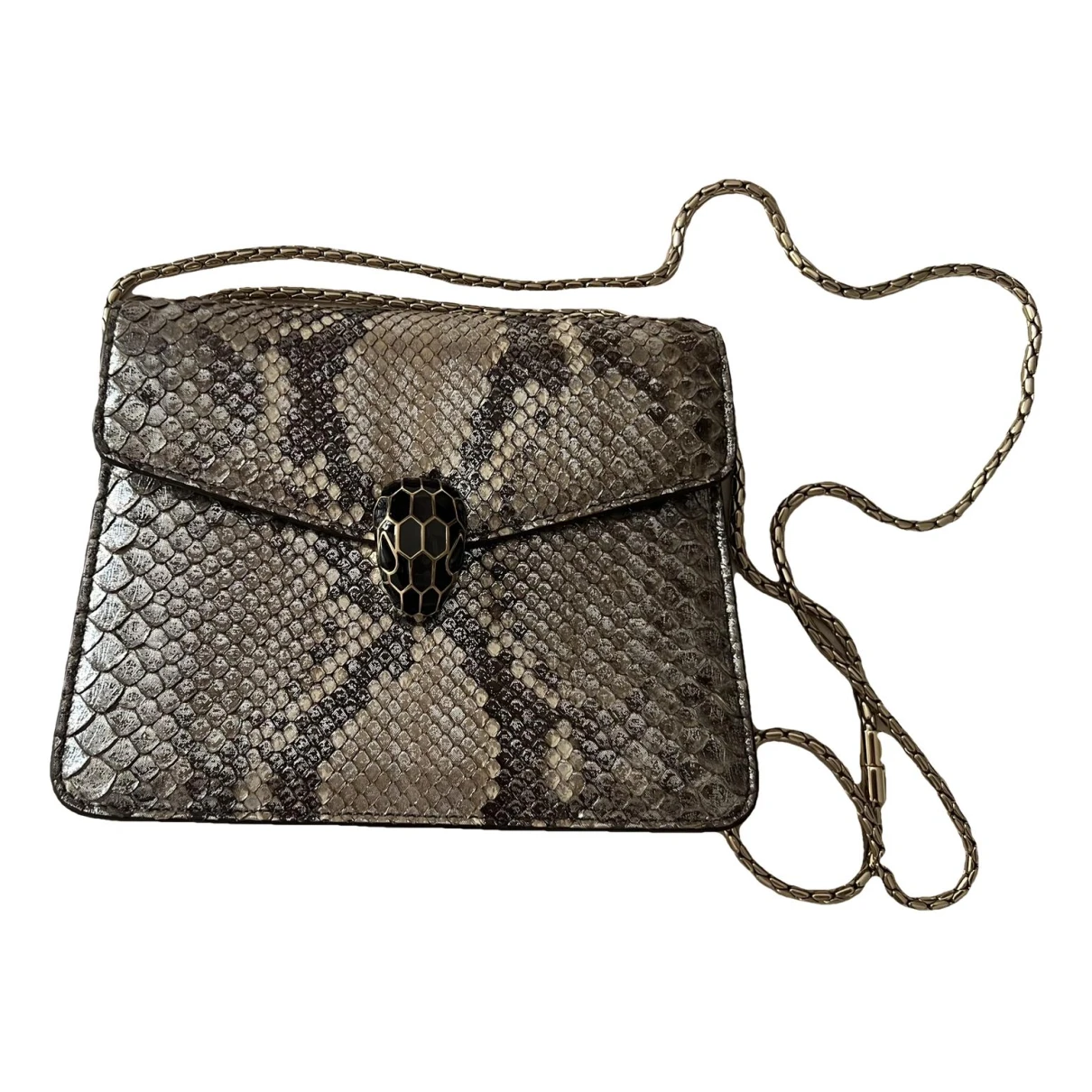Pre-owned Bvlgari Serpenti Leather Crossbody Bag In Grey