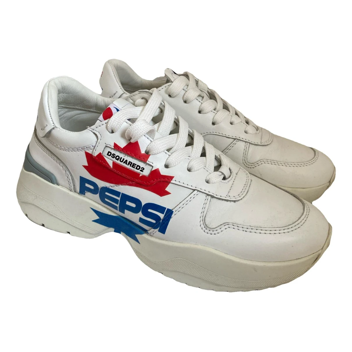 Pre-owned Dsquared2 Leather Trainers In White
