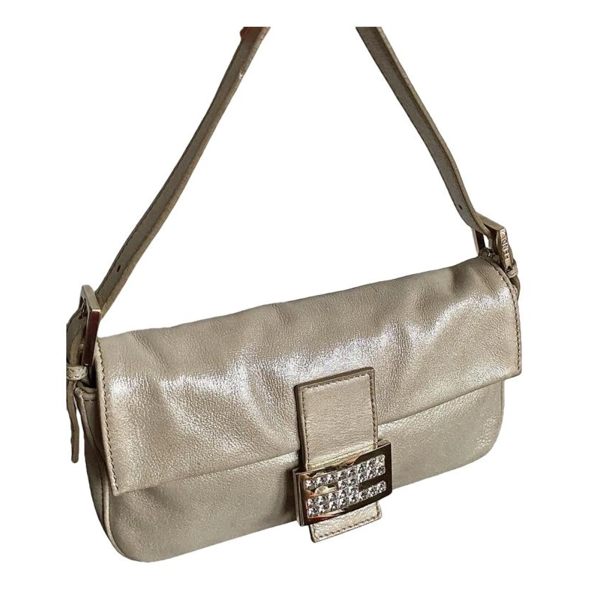 Pre-owned Fendi Baguette Leather Handbag In Gold
