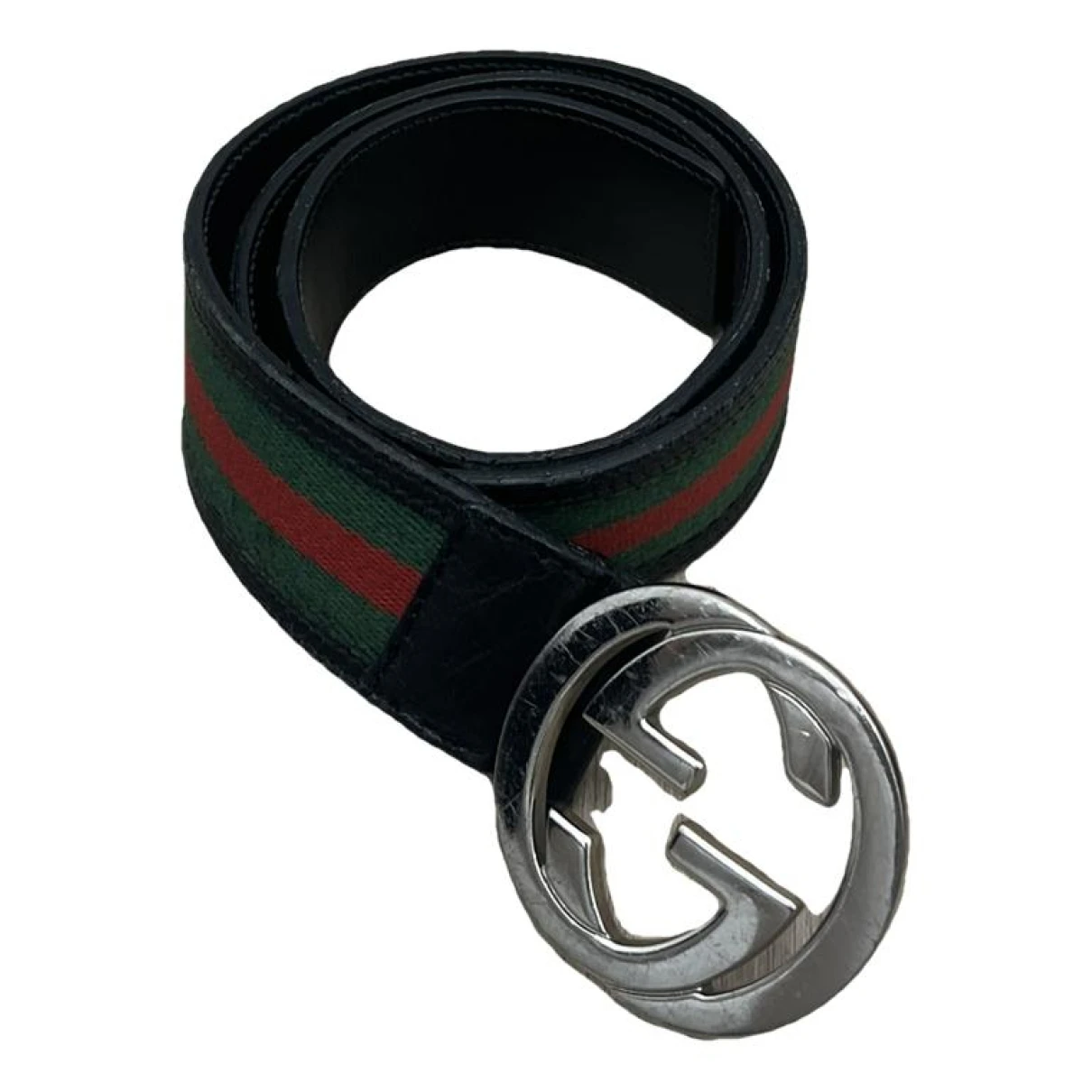 Pre-owned Gucci Interlocking Buckle Leather Belt In Green