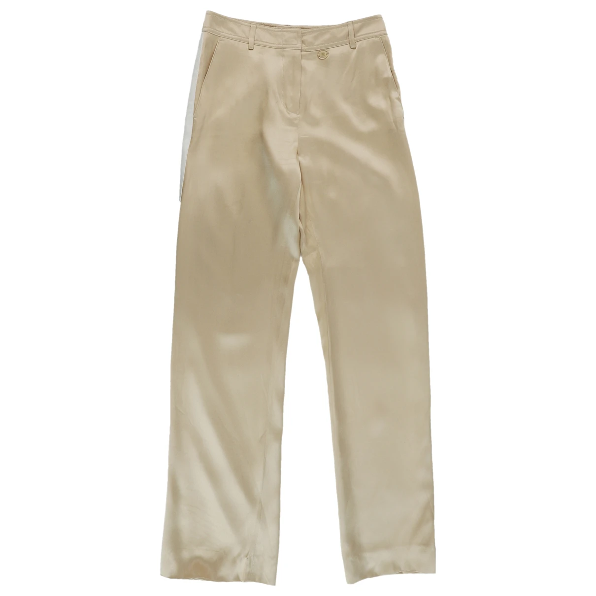 Pre-owned Chanel Silk Straight Pants In Gold