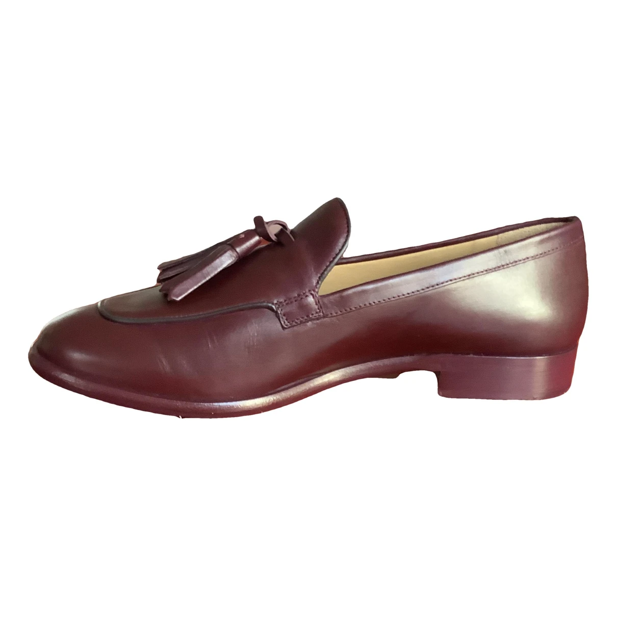 Pre-owned Max Mara Leather Flats In Burgundy
