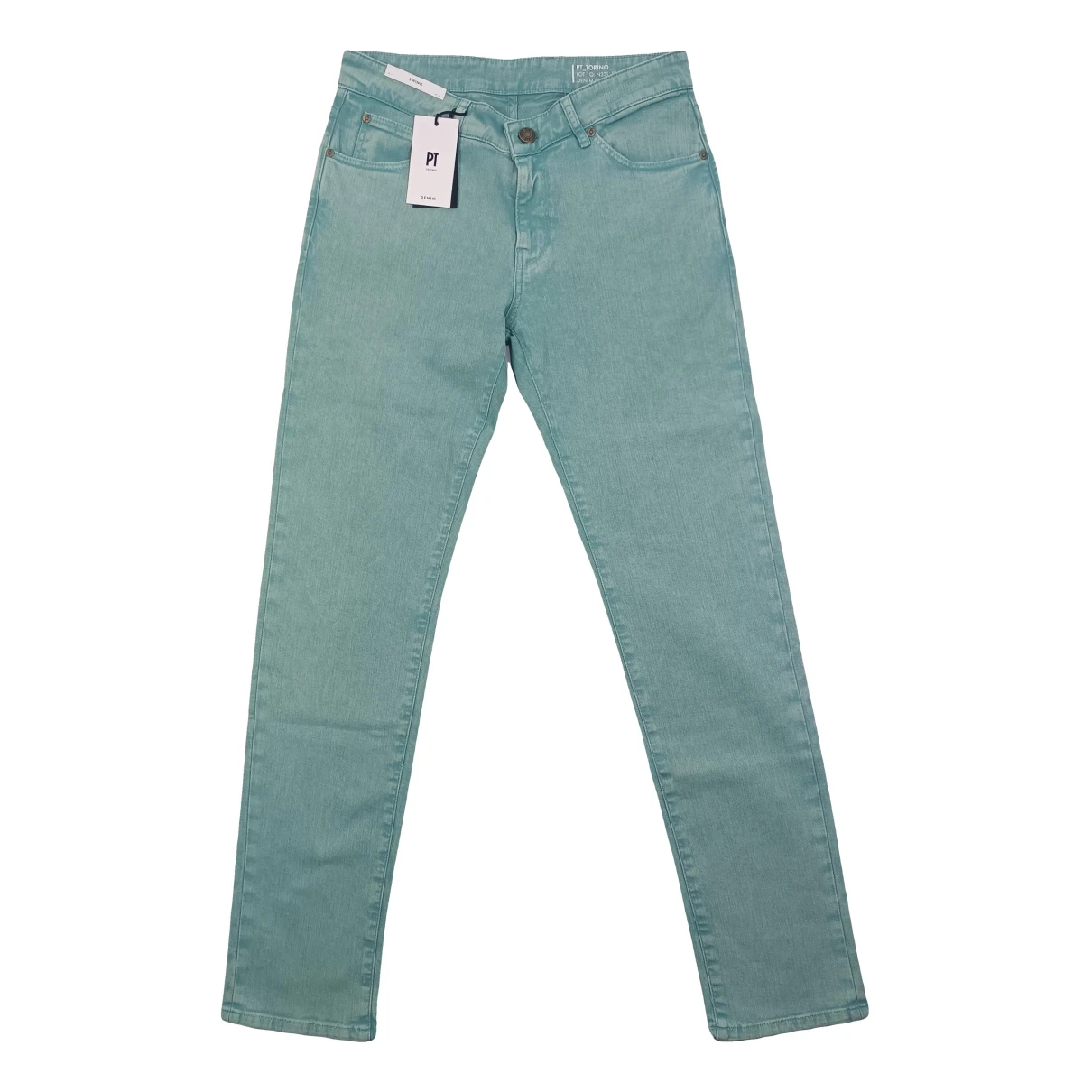 Pre-owned Pt01 Straight Jeans In Turquoise