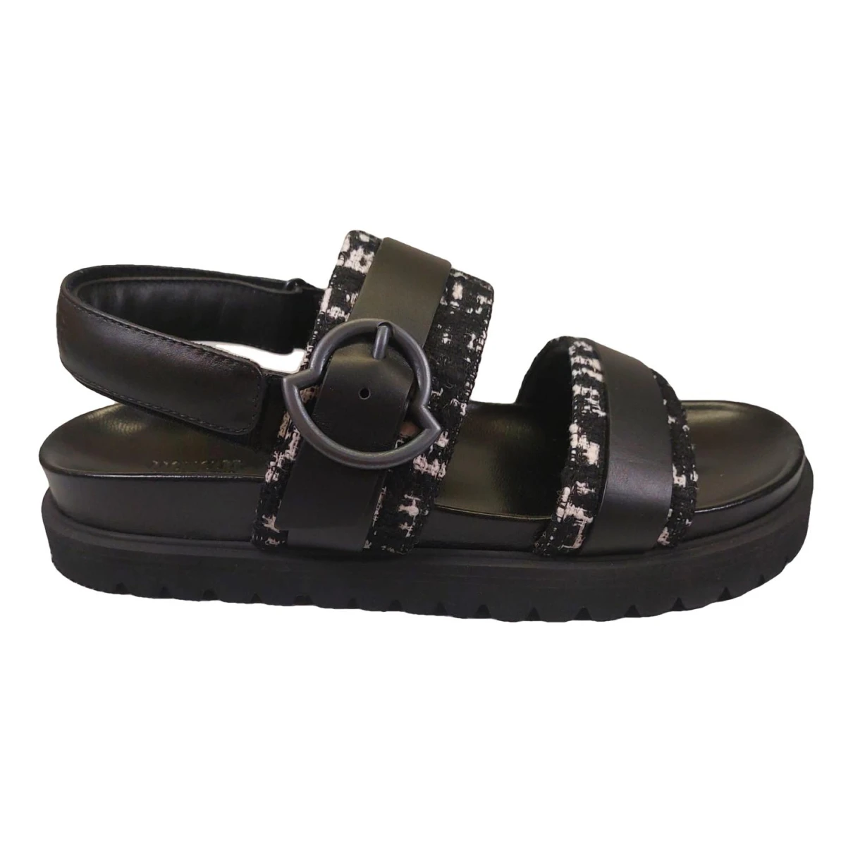 Pre-owned Moncler Leather Sandals In Black