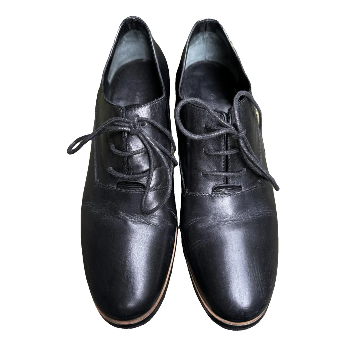 Pre-owned Costume National Leather Lace Ups In Black