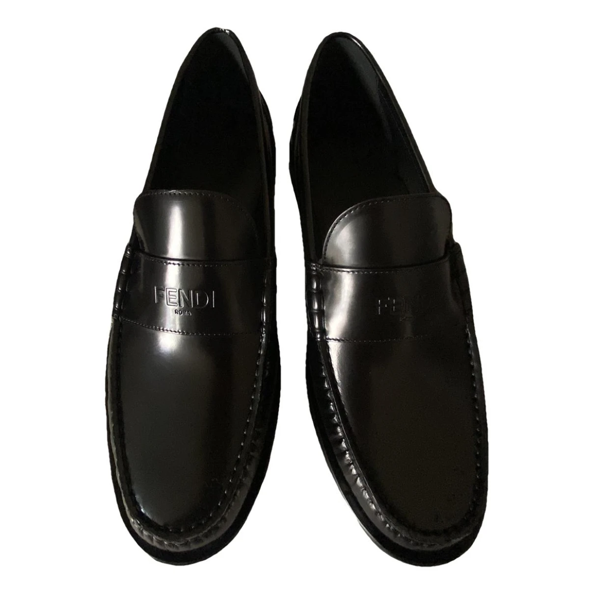 Pre-owned Fendi Leather Flats In Black