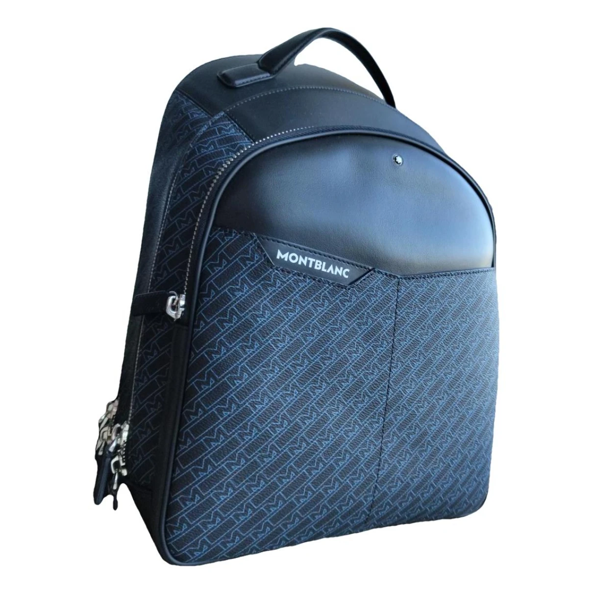 Pre-owned Montblanc Leather Backpack In Blue