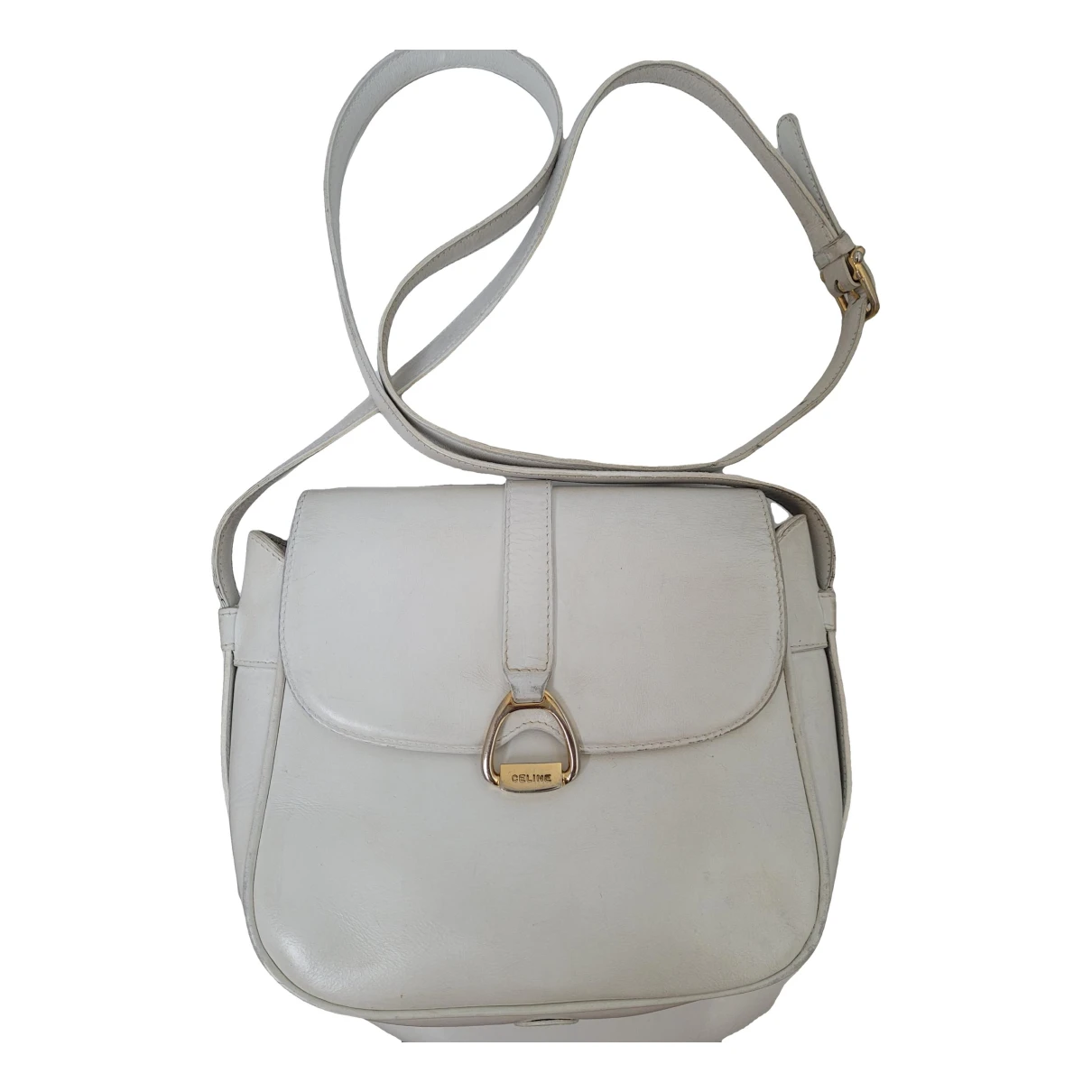 Pre-owned Celine Leather Crossbody Bag In White