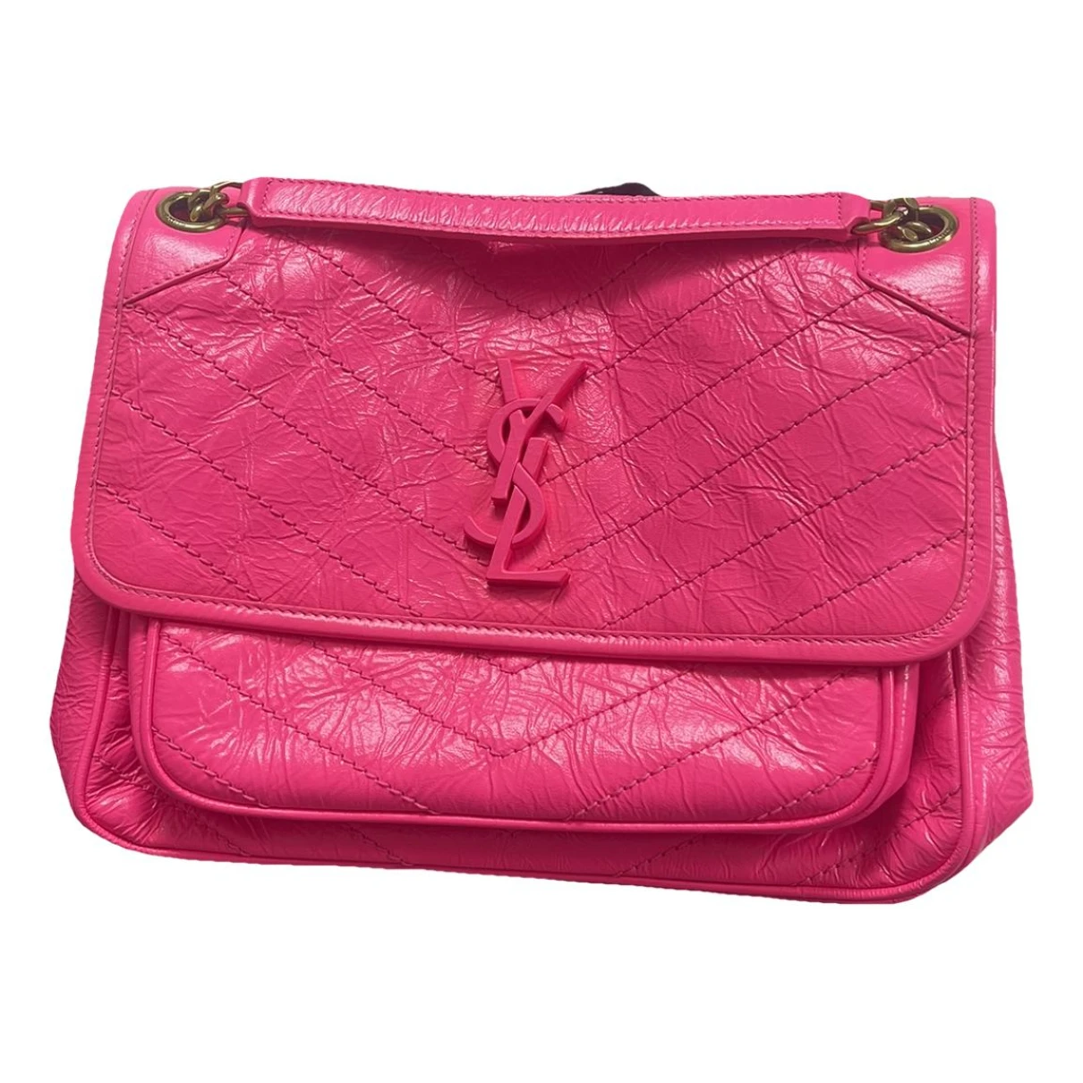 Pre-owned Saint Laurent Niki Leather Crossbody Bag In Pink