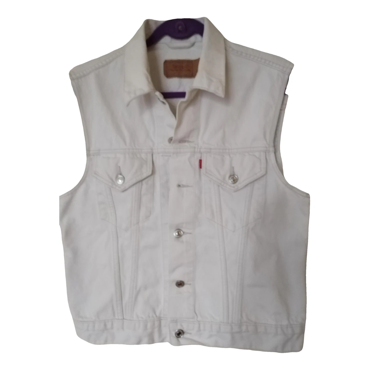 Pre-owned Levi's Short Vest In White
