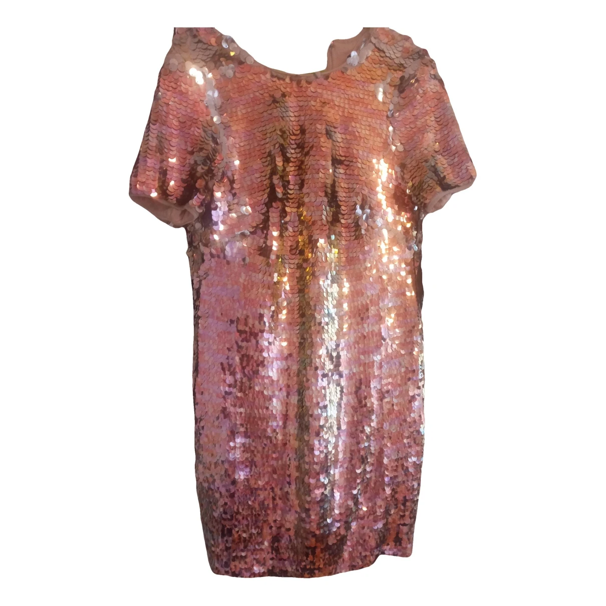 Pre-owned Aidan Mattox Glitter Mini Dress In Gold