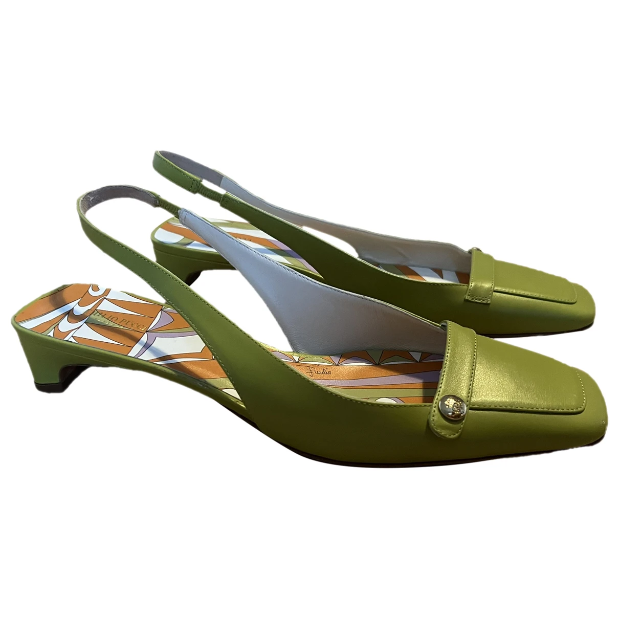 Pre-owned Emilio Pucci Leather Mules In Green