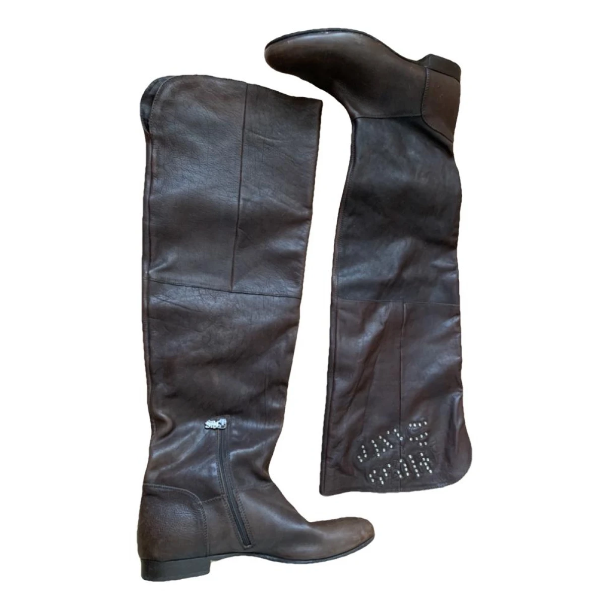 Pre-owned Miss Sixty Leather Western Boots In Brown