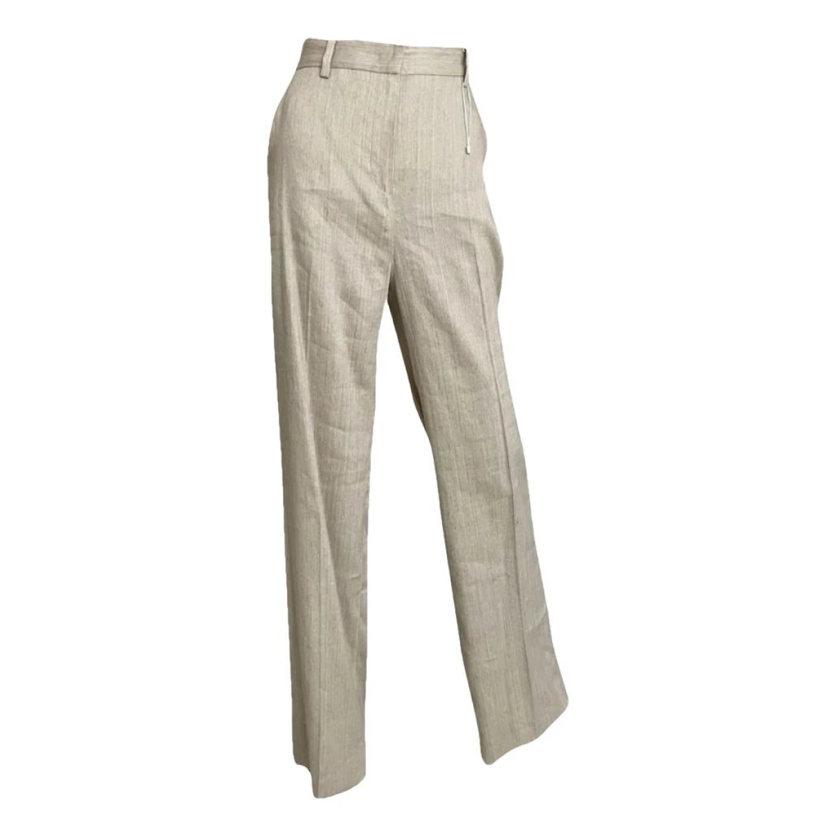 Pre-owned Max Mara Linen Large Pants In Beige