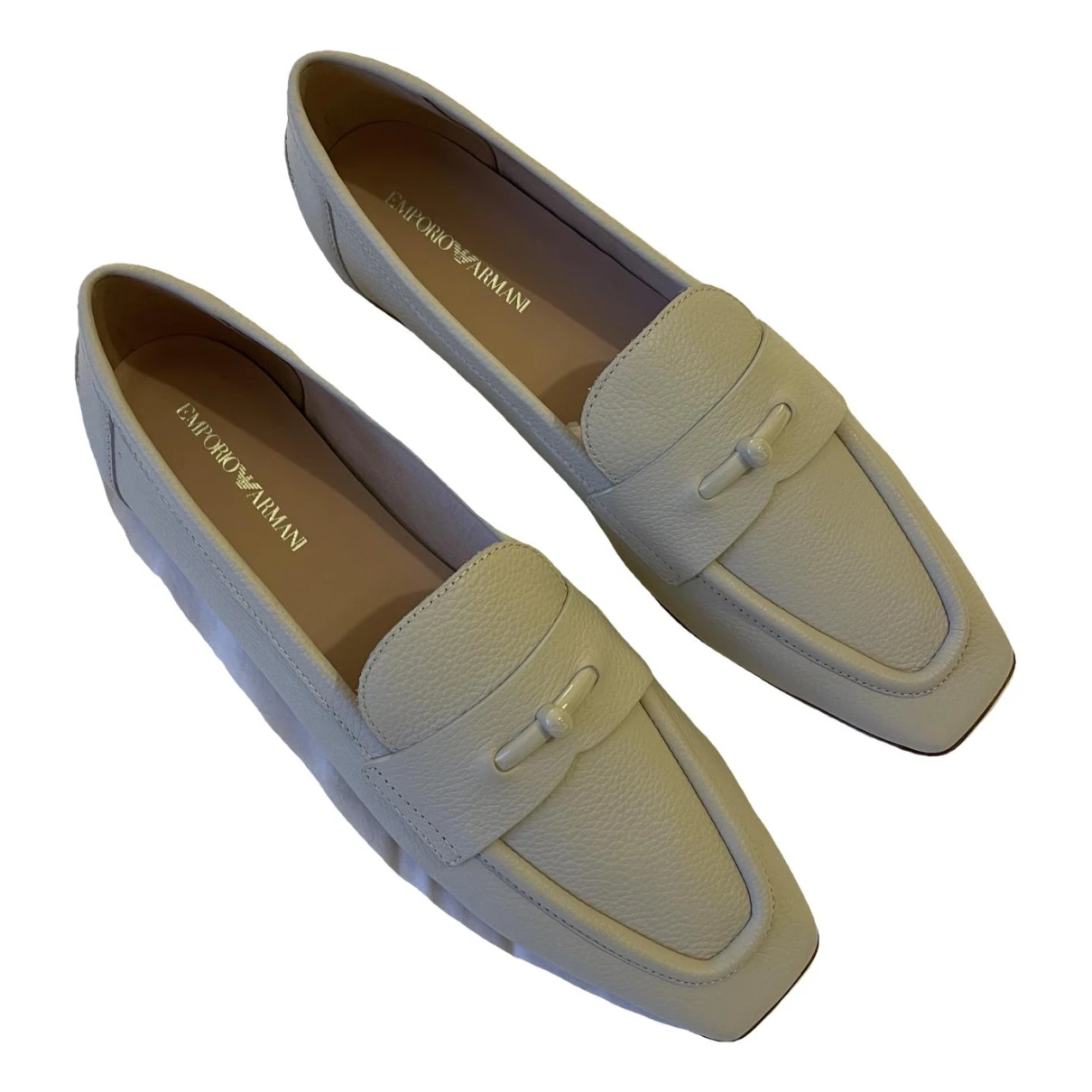 Pre-owned Emporio Armani Leather Flats In Beige