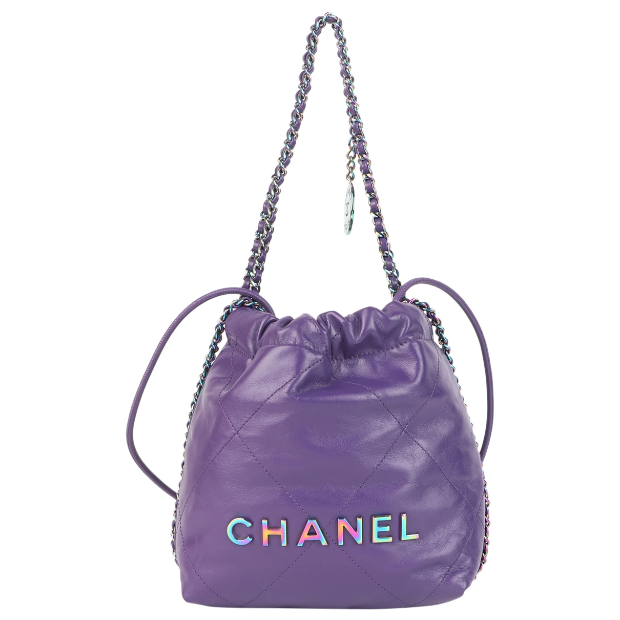 Pre-owned Chanel 22 Leather Crossbody Bag In Purple