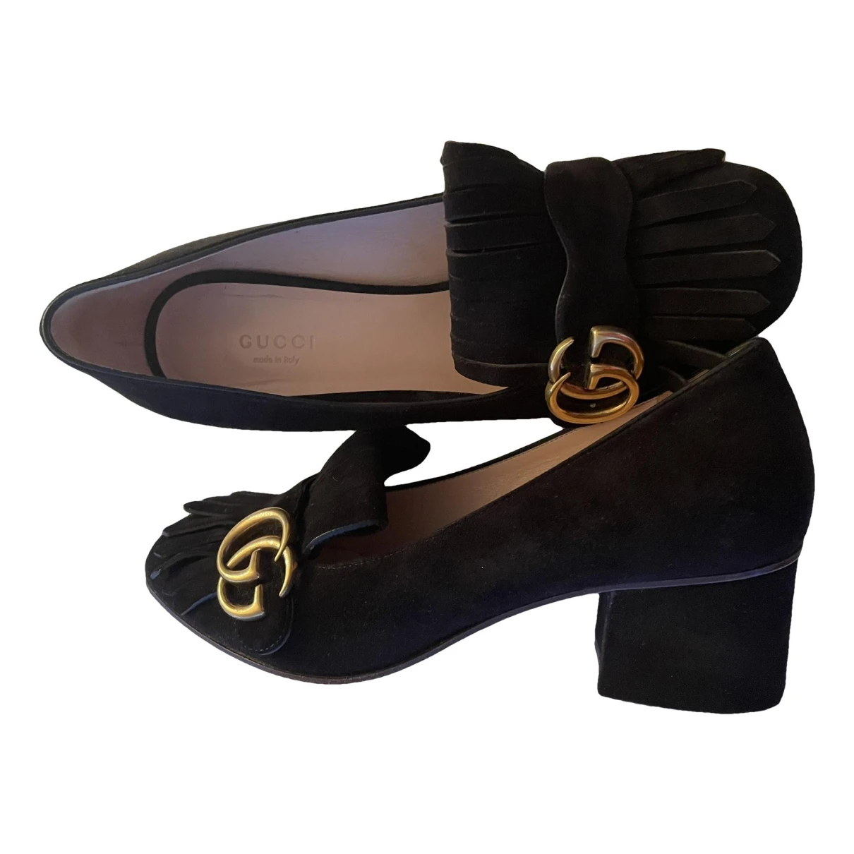Pre-owned Gucci Flats In Black