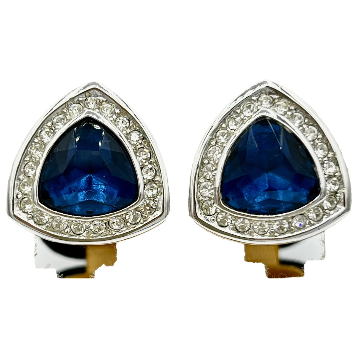 Pre-owned Dior Crystal Earrings In Blue