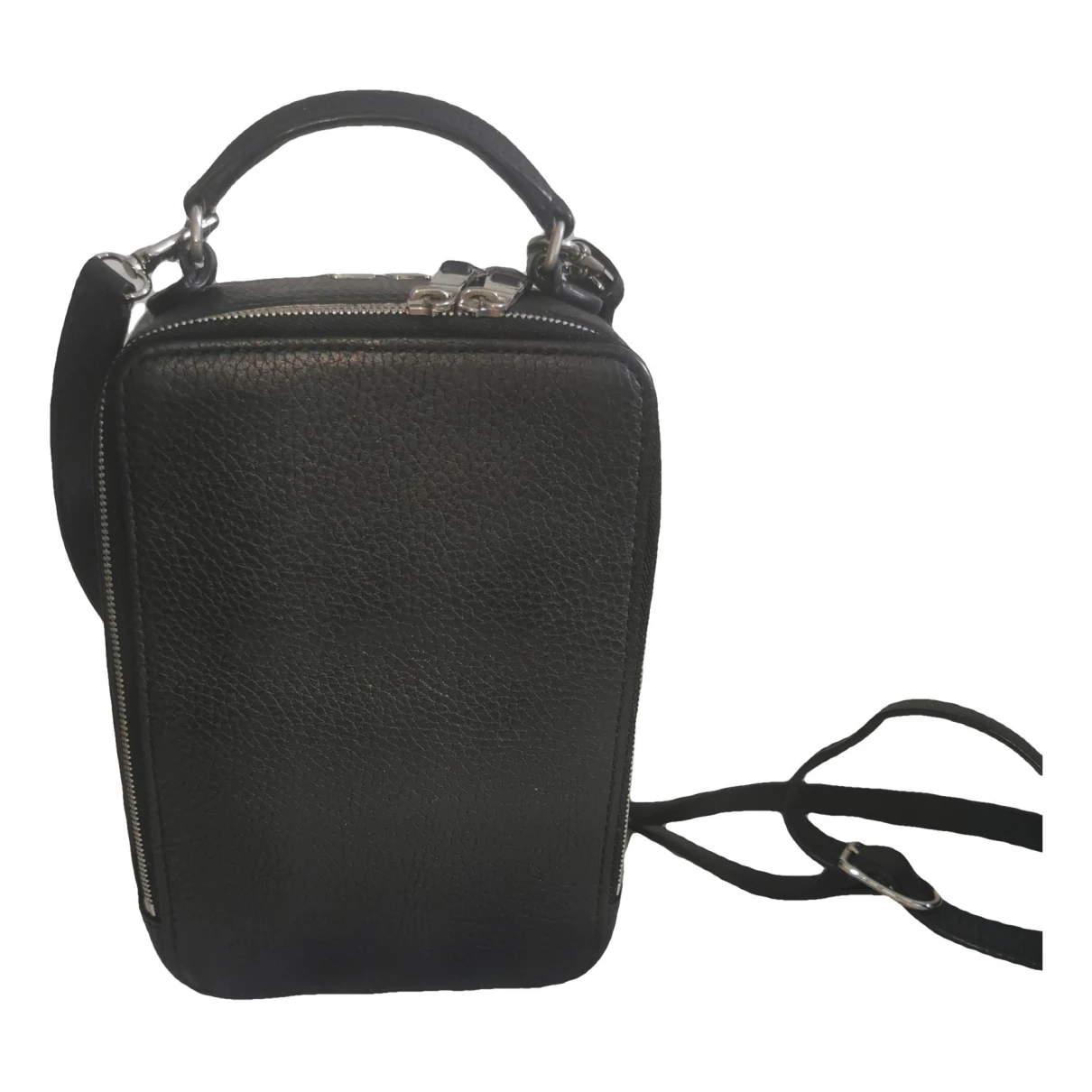 Pre-owned Sonia Rykiel Pavã© Leather Crossbody Bag In Black