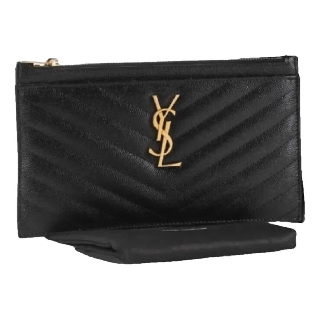 Pre-owned Saint Laurent Monogramme Leather Clutch In Black