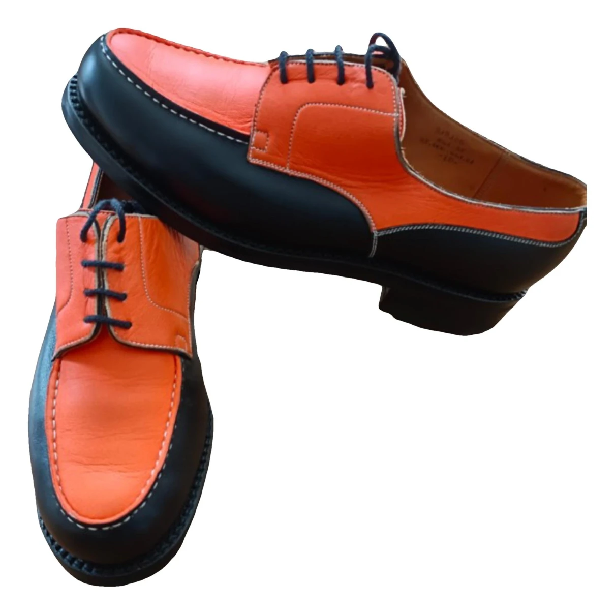 Pre-owned Jm Weston Leather Lace Ups In Orange