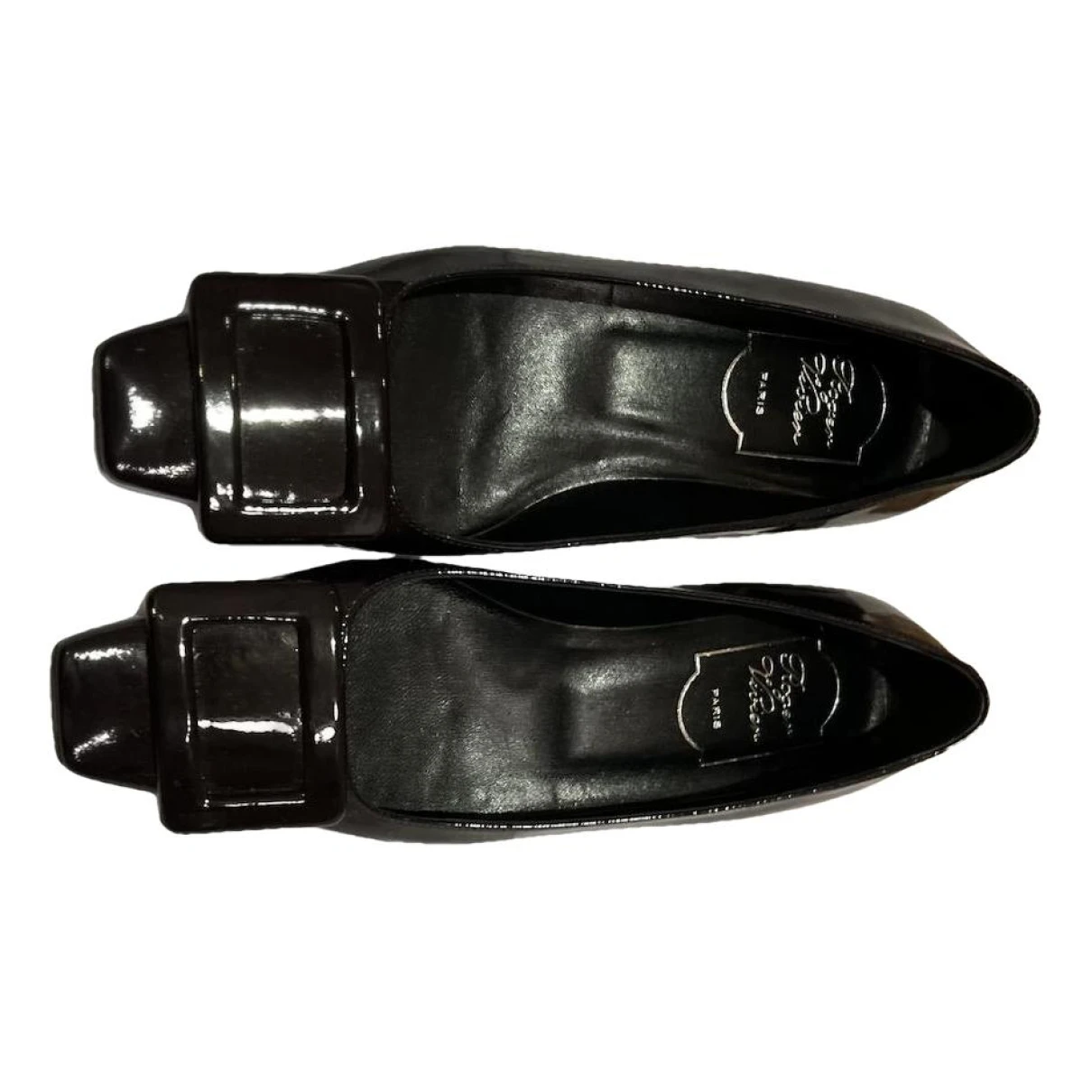 Pre-owned Roger Vivier Trompette Patent Leather Ballet Flats In Black
