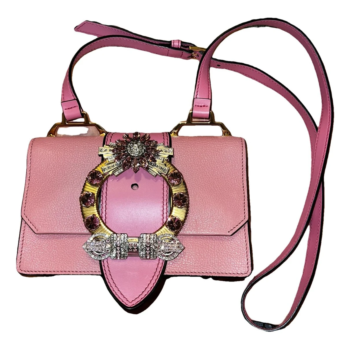 Pre-owned Miu Miu Miu Lady Leather Crossbody Bag In Pink