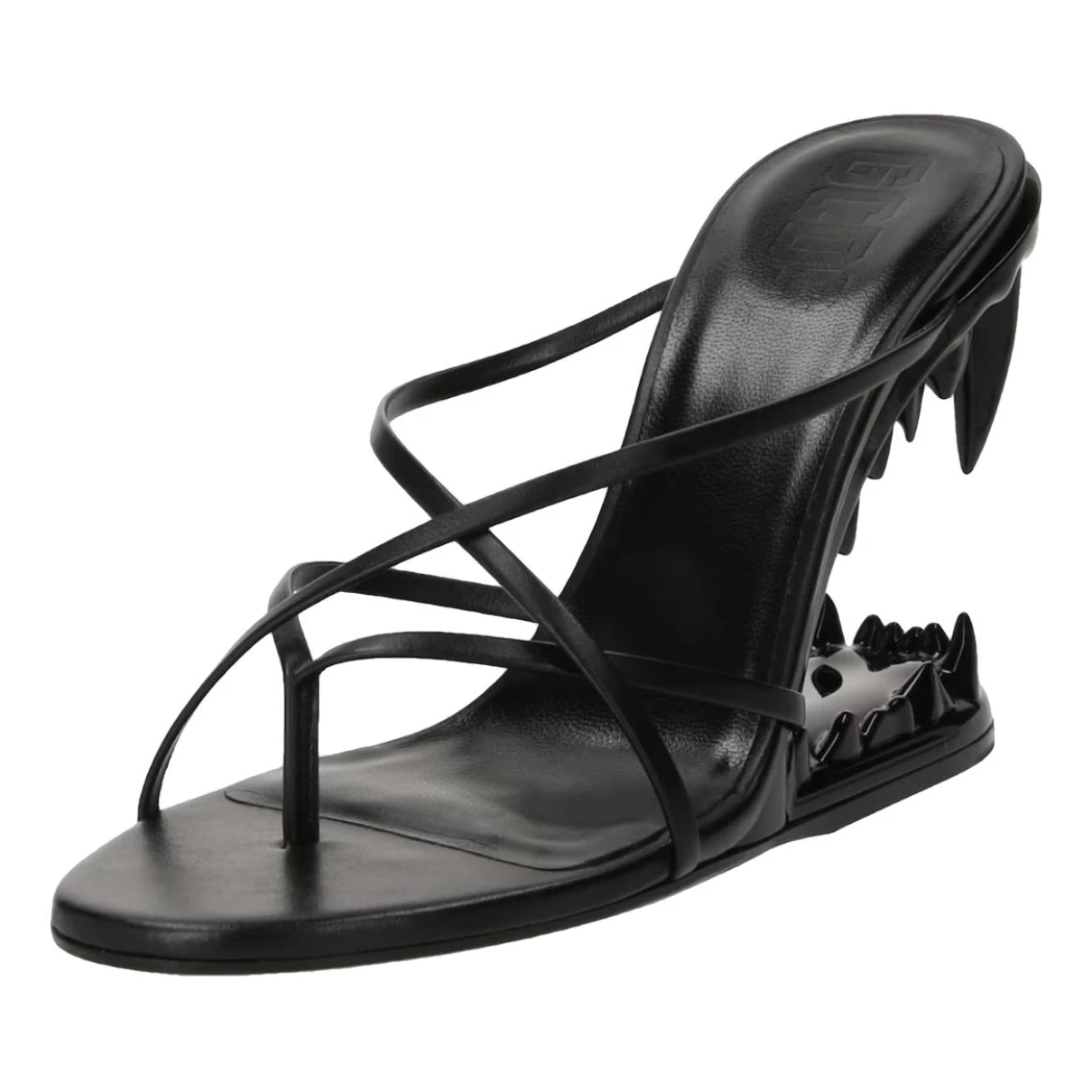 Pre-owned Gcds Leather Sandals In Black