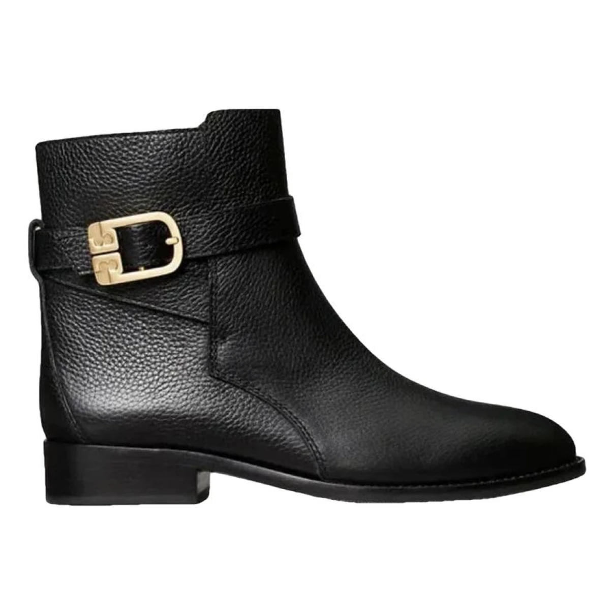 Pre-owned Tory Burch Leather Biker Boots In Black